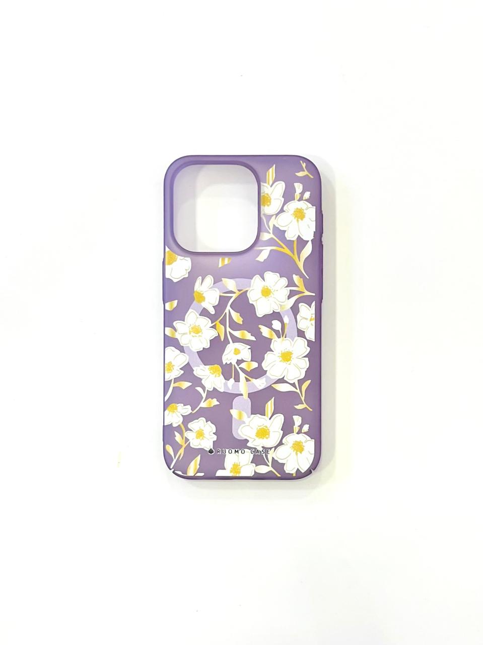 Purple Floral Case For iPhone 15 Pro